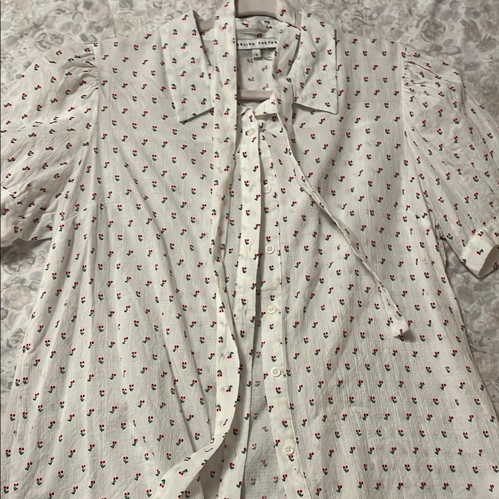 English Factory Cherry Print Blouse